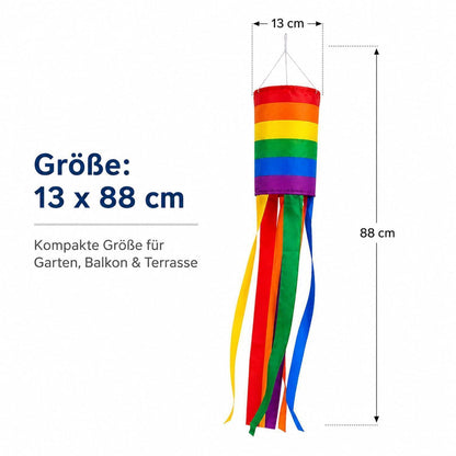 Regenbogen Windsack – Garten & Balkon Dekoration 88cm