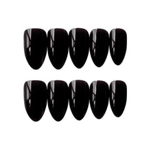 24 Stück Schwarz Glossy Oval Kurz Kunstnägel Fake Nails