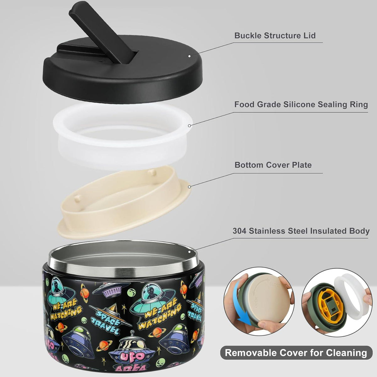 Thermobehälter Essen 350ml Edelstahl Warmhaltebehälter Kinder Lunchbox