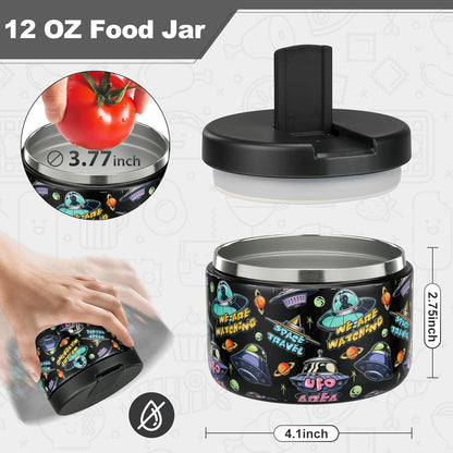 Thermobehälter Edelstahl 350ml Kinder Lunchbehälter auslaufsicher Isolierung Schwarz