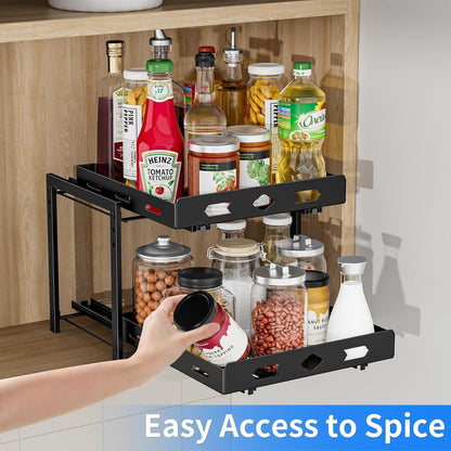 Gewürzregal Schrank Ausziehbar 2 Etagen Höhenverstellbar 29.8x27.5x23.2cm