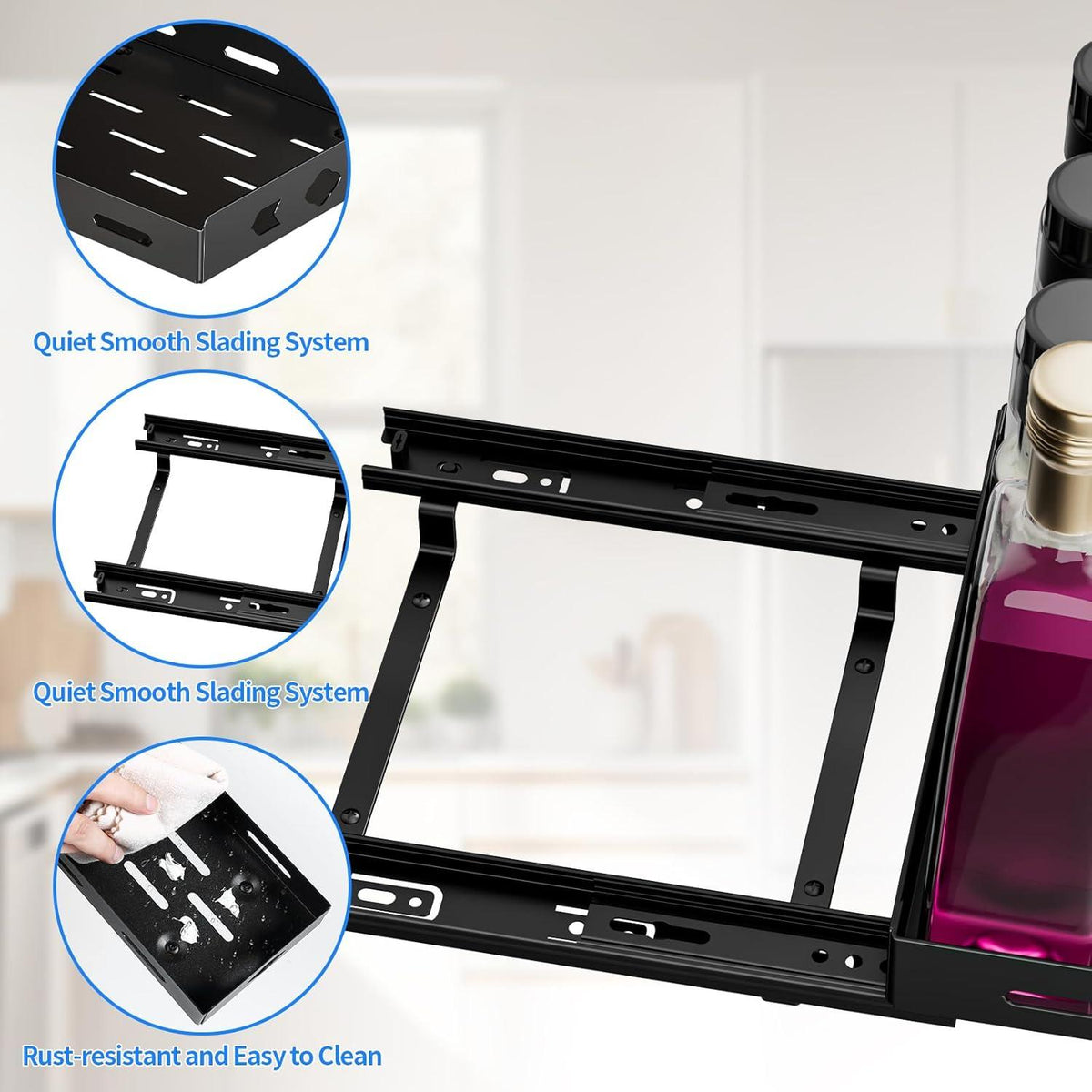 Gewürzregal ausziehbar für Schrank Organizer Küche B32*L26.8H7.5CM