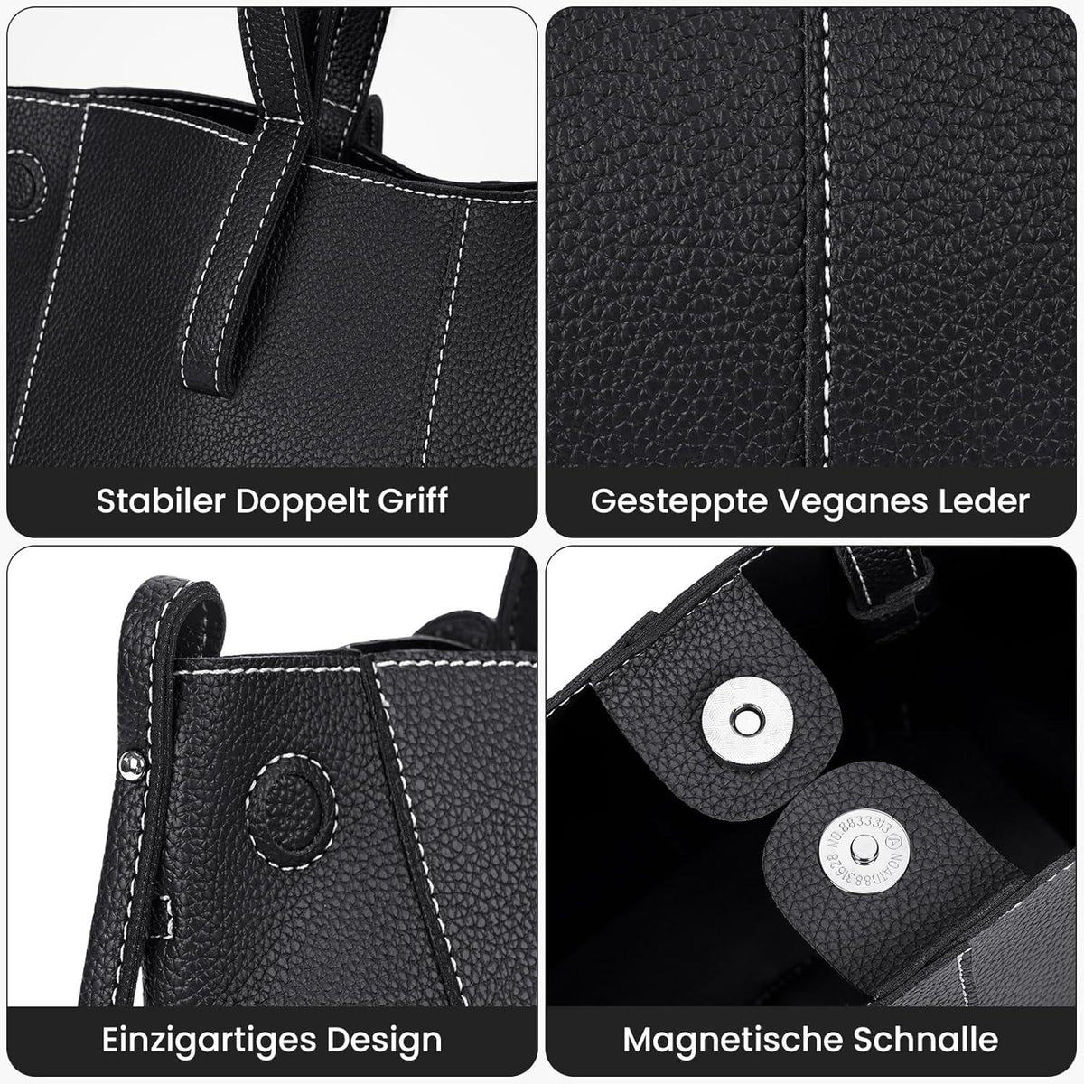 GSenhui Damen Handtasche Braun Retro Tote Bag Henkeltasche Magnetisch