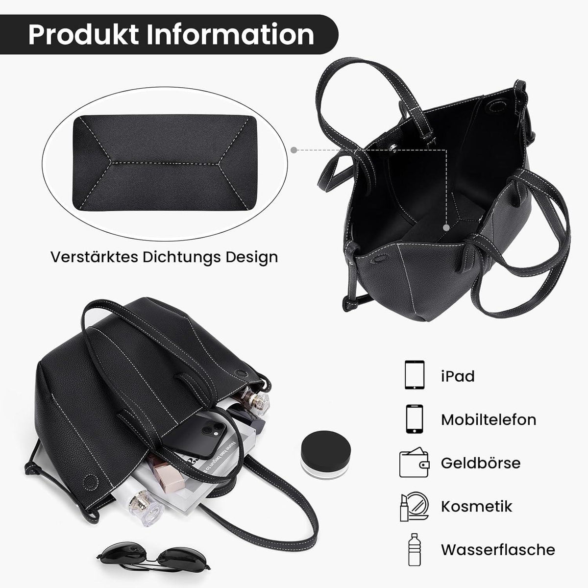 Damen Handtasche Klein Tote Bag Weiches Leder Henkeltasche Braun