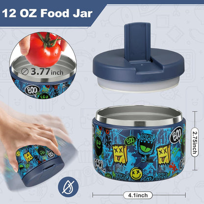 Itslife 350ml Thermobehälter aus Edelstahl für Essen Blau Kinder Lunchbehälter