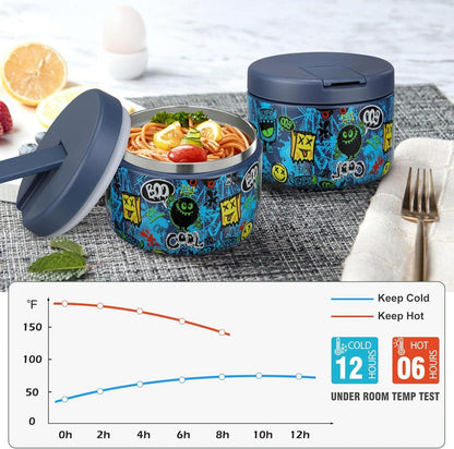 Thermobehälter 350ml Edelstahl Kinder Lunchbox auslaufsicher Blau