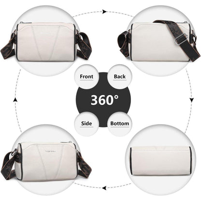 Damen Crossbody Bag Echtes Leder Breiter Schultergurt Reisen