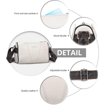 Damen Crossbody Bag Echtes Leder Breiter Schultergurt Reisen