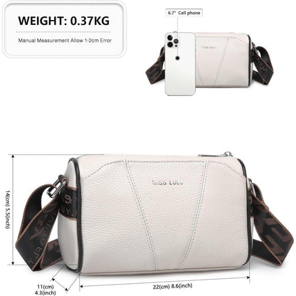 Damen Crossbody Bag Echtes Leder Breiter Schultergurt Reisen