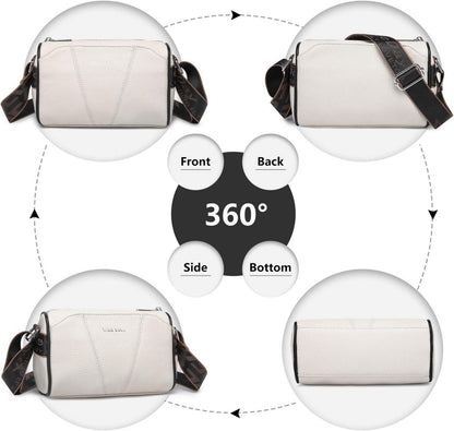 Damen Crossbody Bag Echtes Leder Breiter Schultergurt Reisen