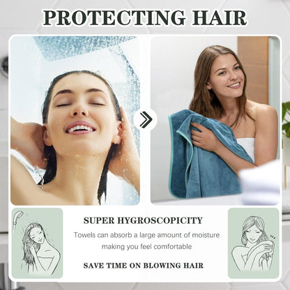 2er Pack Mikrofaser Handtuch Haare 50x100cm Grün Flauschig