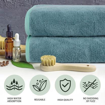 2er Pack Mikrofaser Handtuch Haare 50x100cm Grün Flauschig