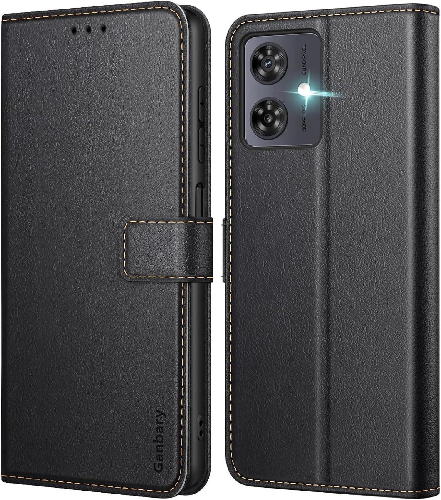 Handyhülle Motorola Moto G54 5G Leder Klapphülle Schwarz Standfunktion