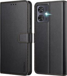 Handyhülle Motorola Moto G54 5G Leder Klapphülle Schwarz Standfunktion