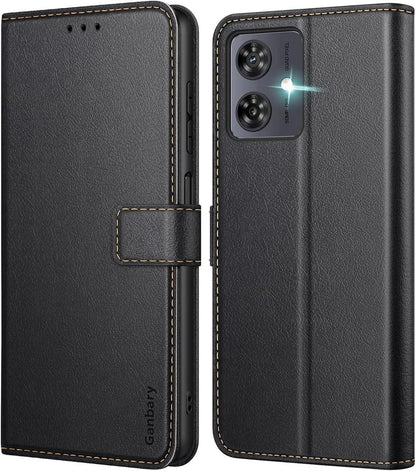 Handyhülle Motorola Moto G54 5G Leder Klapphülle Schwarz Standfunktion