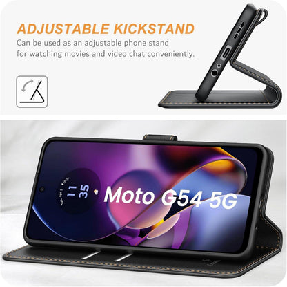 Motorola Moto G54/G64 5G Handyhülle Schwarz Leder Klapphülle mit Kartenfach und Standfunktion