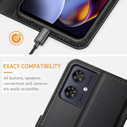 Leder Handyhülle für Motorola Moto G54 5G, Klapphülle in Schwarz mit