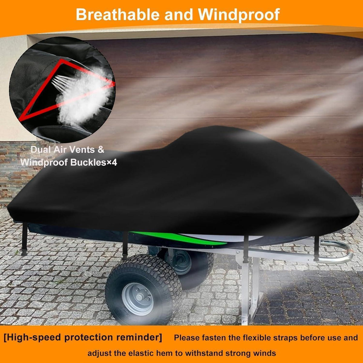 Wasserdichte Jetski Abdeckung 320-343cm mit Belüftung & Schnallen