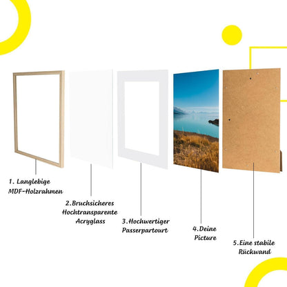 Bilderrahmen DIN A4 MDF Acrylglas-holz Aufhängen Aufstellen