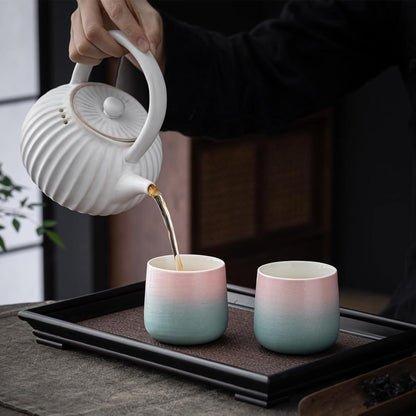 TEANAGOO Japanische Teetasse 7,2Oz Farbverlauf Rosa Grün 4er Set