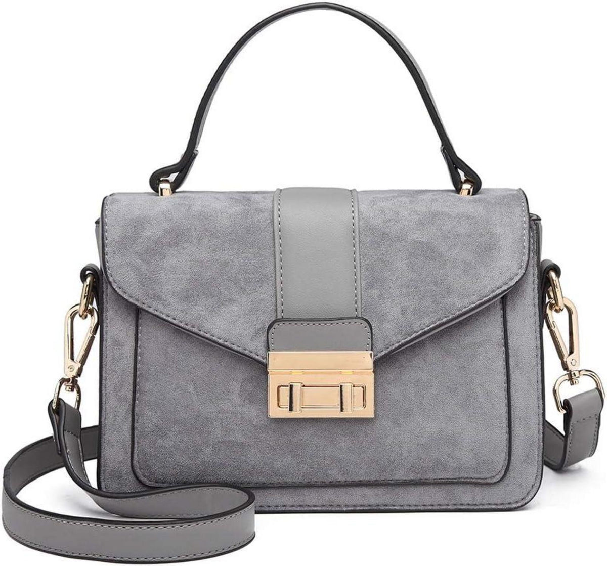 Miss Lulu Damen Umhängetasche Kunstleder Wildleder Vintage