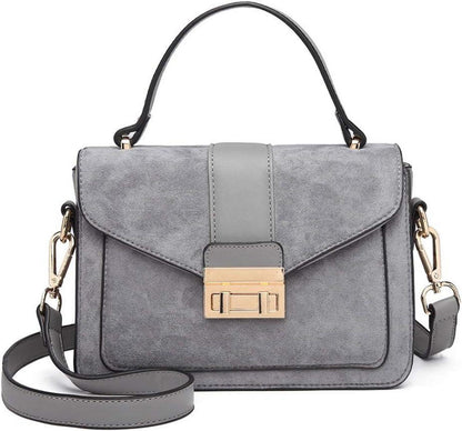 Miss Lulu Damen Umhängetasche Kunstleder Wildleder Vintage