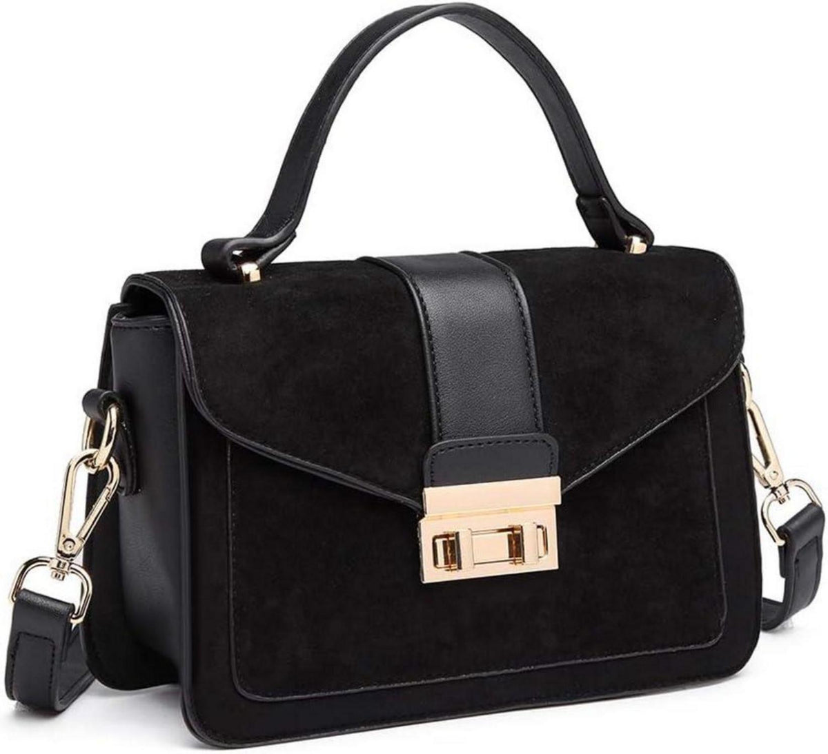 Umhängetasche Kunstleder Wildleder Vintage Flap Crossbody Bag