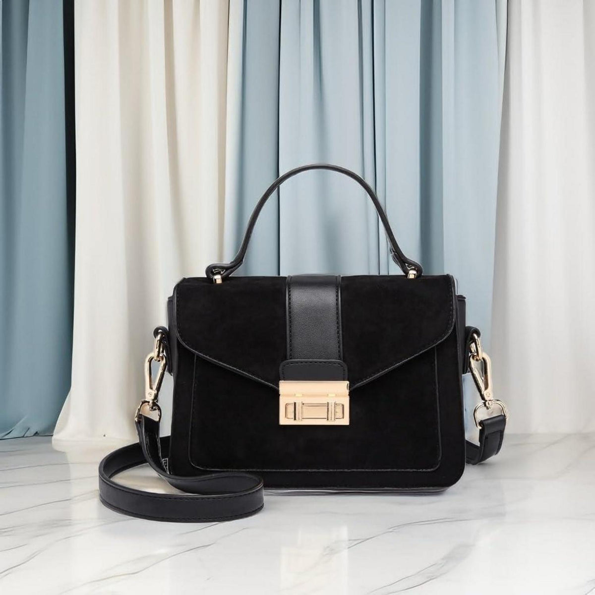 Miss Lulu Damen Umhängetasche Vintage Kunstleder Wildleder