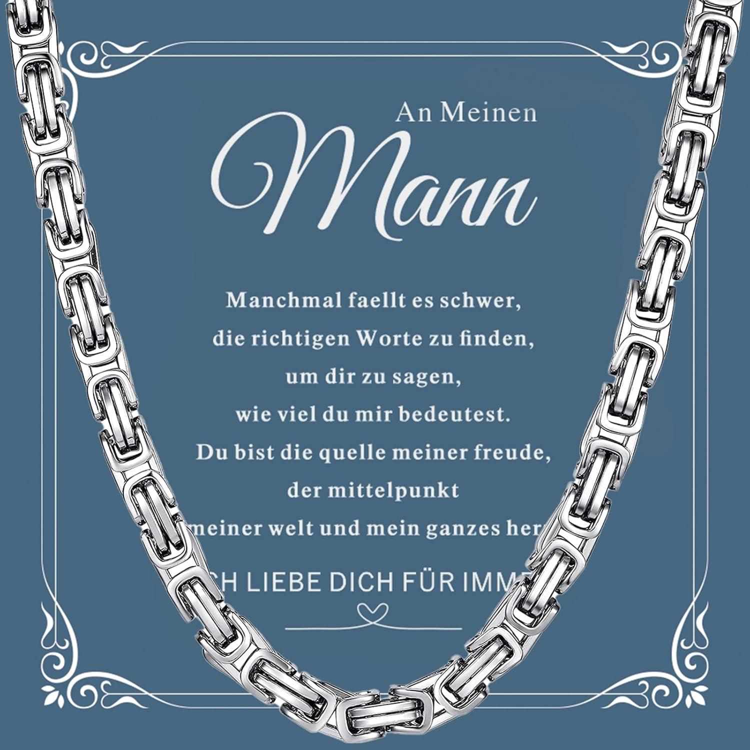 LOCCY Herren Königskette Edelstahl Silber 5mm Wikinger Byzantinische