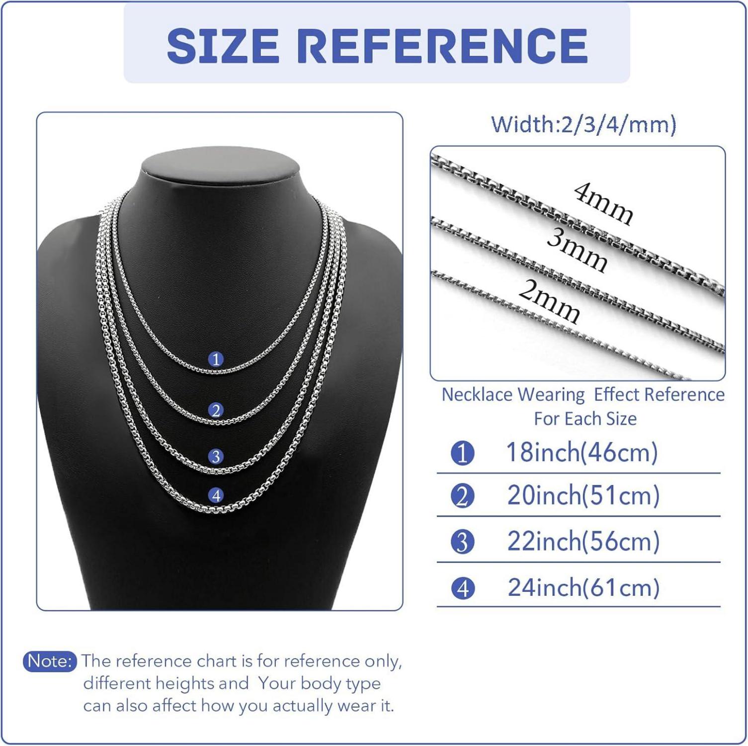 LOCCY Herren Silber Box Kette 2/3/4mm Briolette Halskette