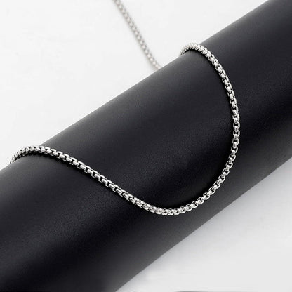 LOCCY Herren Silber Box Kette Edelstahl 2/3/4mm Briolette Halskette 61cm