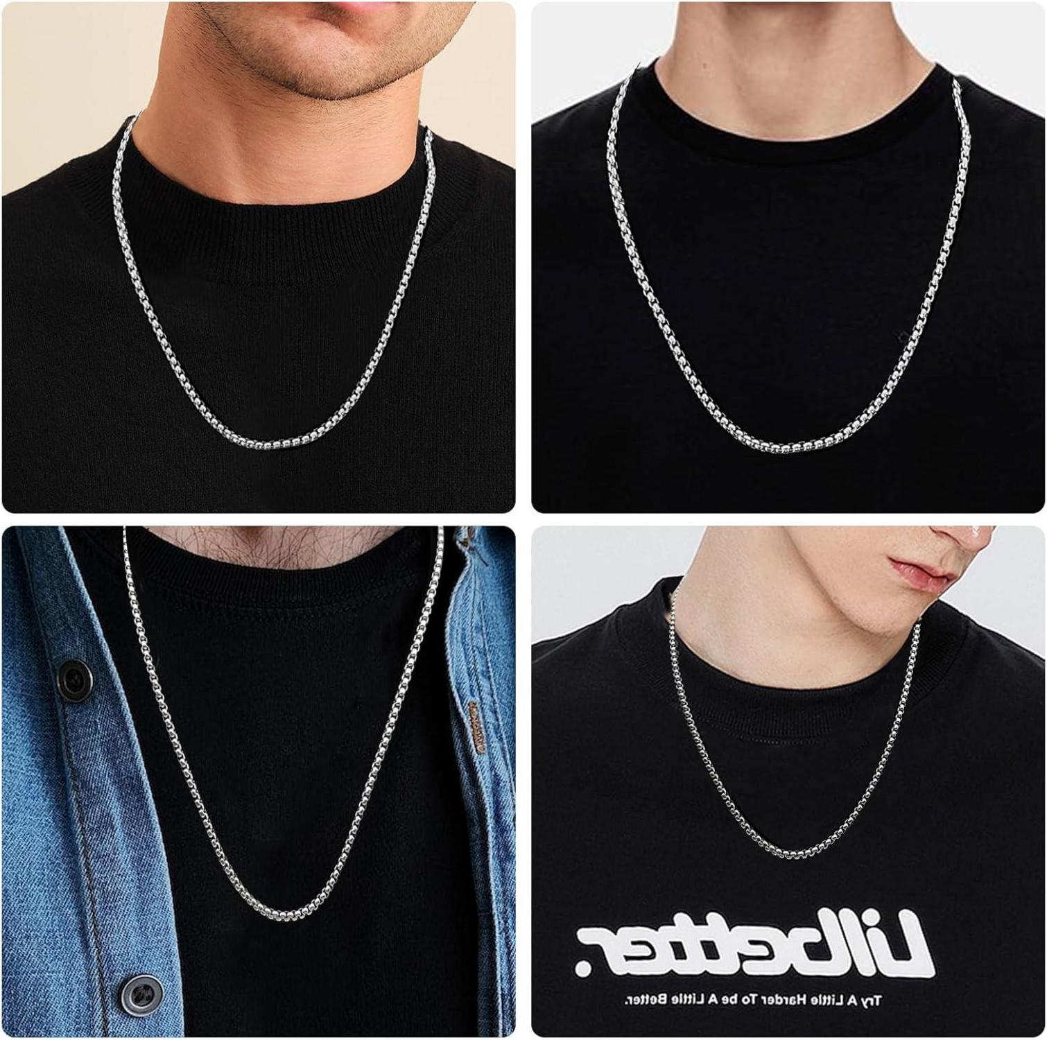 Herren Box Kette Edelstahl Briolette Halskette 2/3/4mm Silber