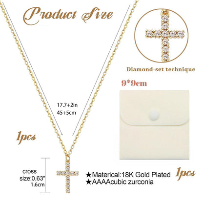 Lilbitty Kreuz Diamant Kette 14K Gold Layered Damen
