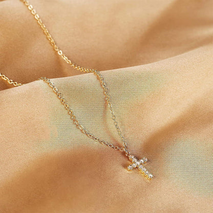 Lilbitty Kreuz Diamant Kette 14K Gold Layered Damen