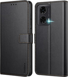 Leder Handyhülle mit Kartenschlitzen & Standfunktion, Motorola Moto