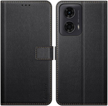 Handyhülle Motorola Moto G24 Premium Leder Schwarz Standfunktion