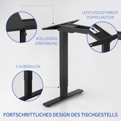 Höhenverstellbares Schreibtischgestell mit 2 starken Motoren und USB-Anschlüssen