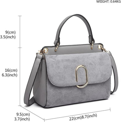 Damen Umhängetasche Vintage Handtasche mit Top-Griff und Kreuz