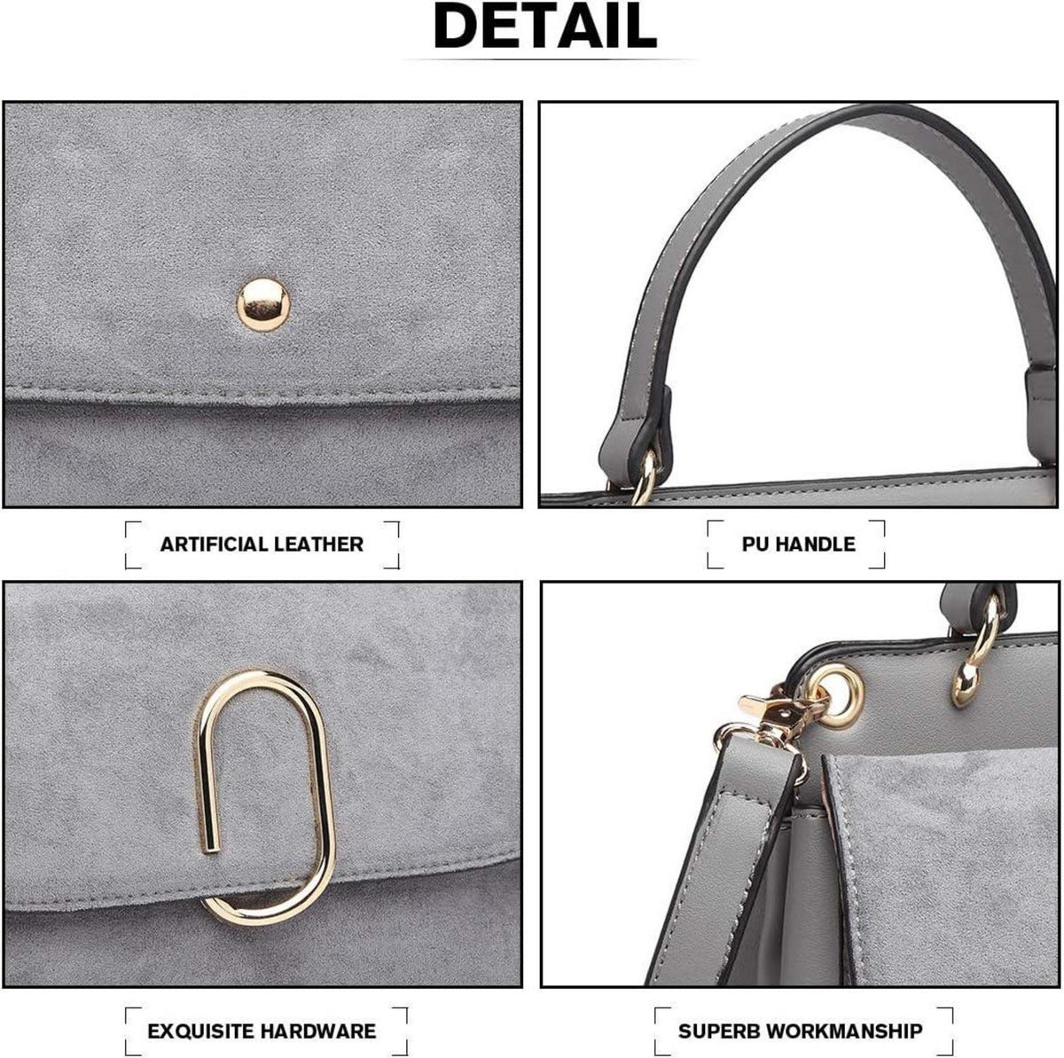 Damen Umhängetasche Mittelgroß Top-Griff Wildleder Vintage Handtasche