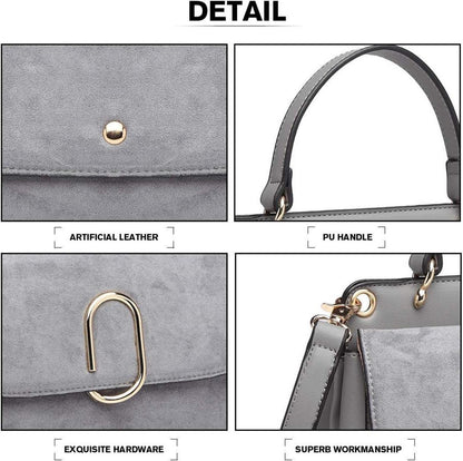 Damen Umhängetasche Mittelgroß Top-Griff Wildleder Vintage Handtasche