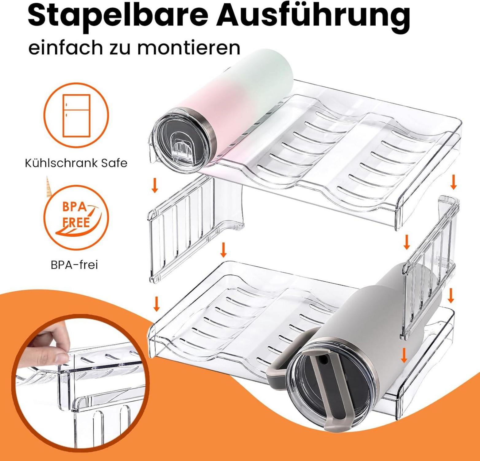 Stapelbares Flaschenregal 4 Schichten Getränke Organizer Küche Kühlschrank