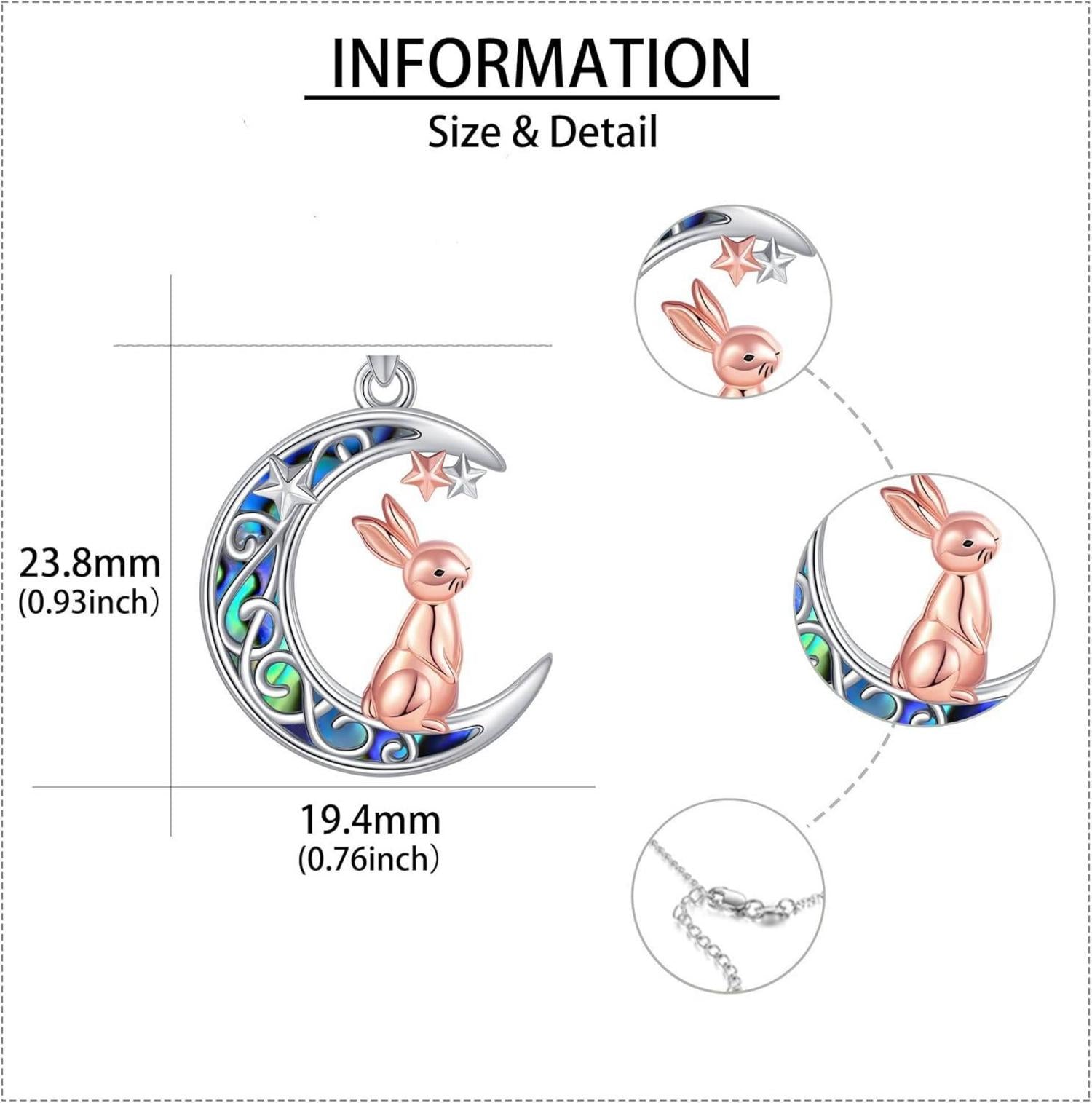Sterling Silber Mond Hase Halskette Tier Schmuck für Frauen