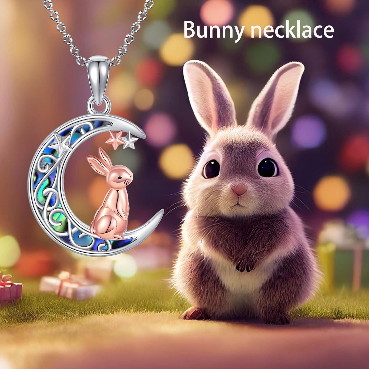 Hase Halskette Sterling Silber Mond Kaninchen Anhänger Ostern