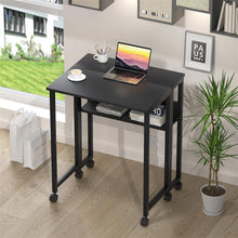 Kleiner Klappschreibtisch mit Rollen und Stauraum, Schwarz