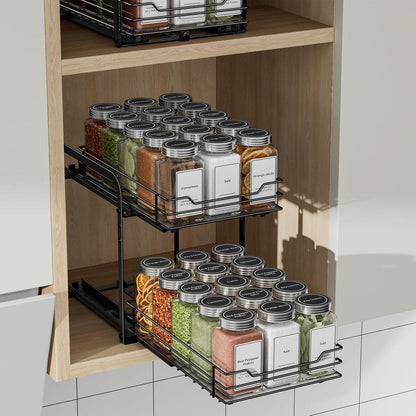 Ausziehbares Gewürzregal 2 Etagen Schwarz Küchen Organizer