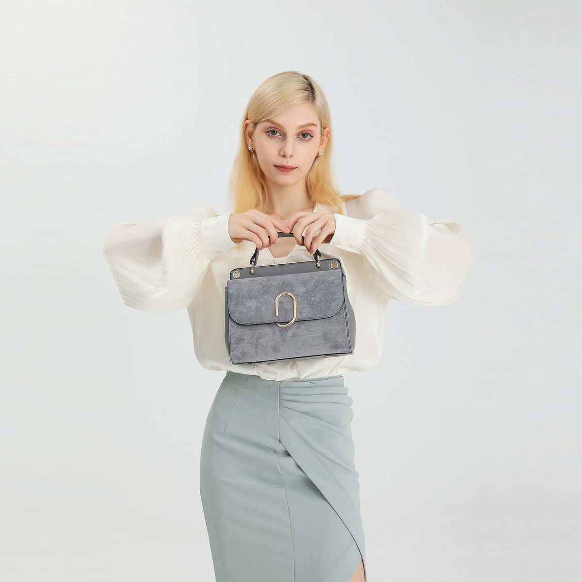Damen Umhängetasche Kunstleder Wildleder Vintage Flap Handtasche