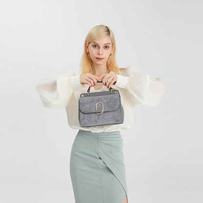 Damen Umhängetasche Kunstleder Wildleder Vintage Flap Handtasche