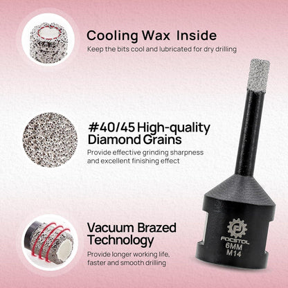 Diamant Fliesenbohrer 6mm für Porzellan, Granit, Marmor - 10 Stück