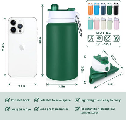 Faltbare Trinkflasche 550ml BPA-frei Auslaufsicher für Reise