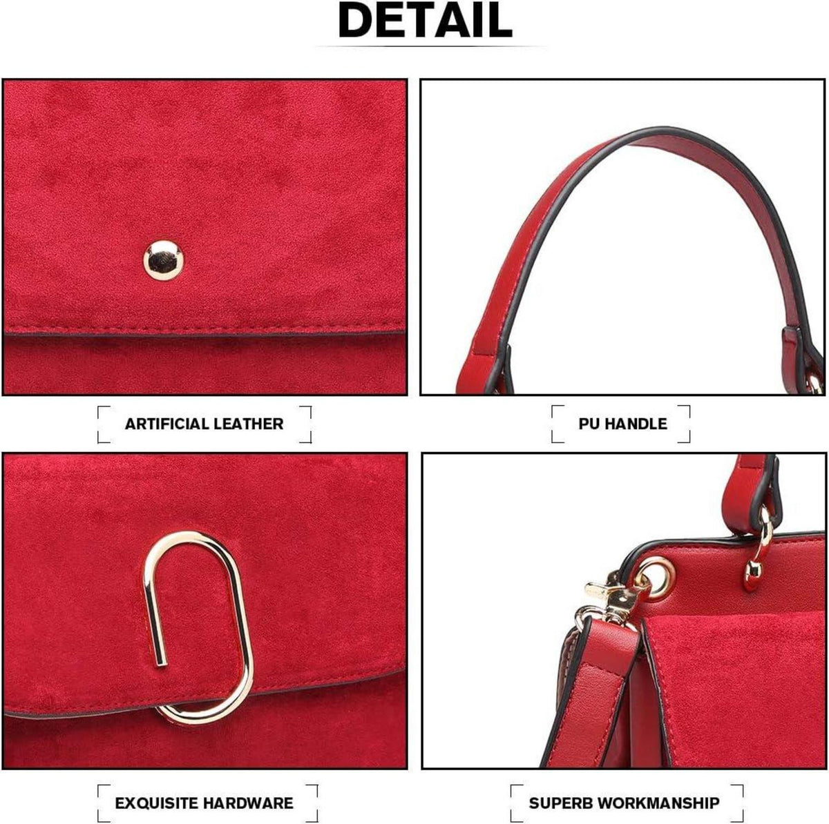 Damen Umhängetasche Kunstleder Wildleder Vintage Flap Handtasche